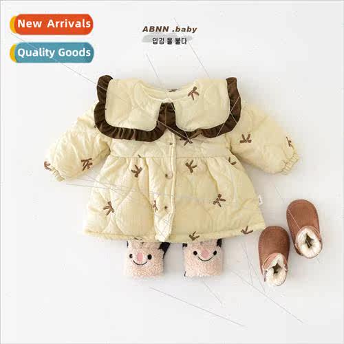 Infant cotton clothing winter clothing female baby big lapel