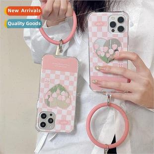 hanging apple ring tulip plaid 12promax iPhone 适用