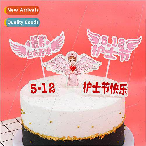 Happy Nurses Day Cake Decoration White Angel Wings Doctor In