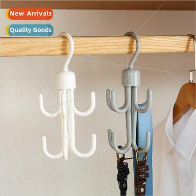 Rotatable shelf organizer rack eight claw hooks book bag hoo