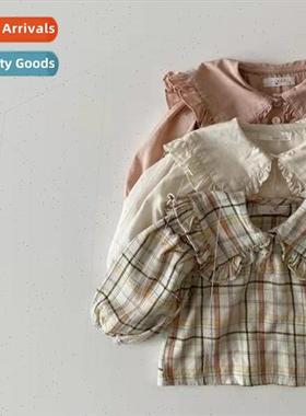 2022 Spring and Autumn Clothes Girls Shirt Lapel Sailor Dres