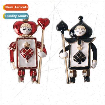 New playing card pin creative cute hearts spades soldier pin