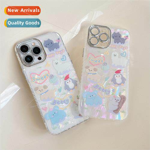 ins shell pattern cartoon animals 适用 Apple 15P phone case
