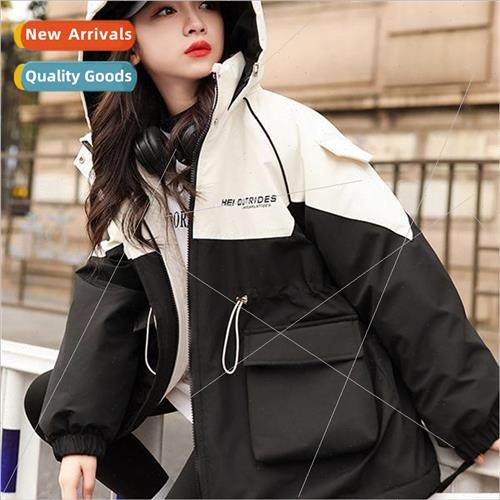 Girls padded cotton jacket winter jacket 2023 new work wind