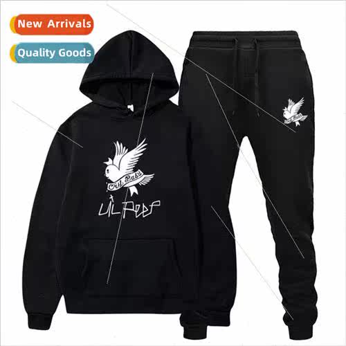 2020 nger l Peep Set Trend Loose Fleece Hooded Mens and Wome