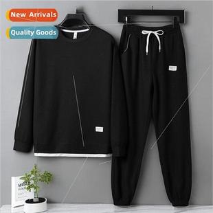 2023 Waffle Spring Spring Loose Long Sleeve Round Neck Sweat