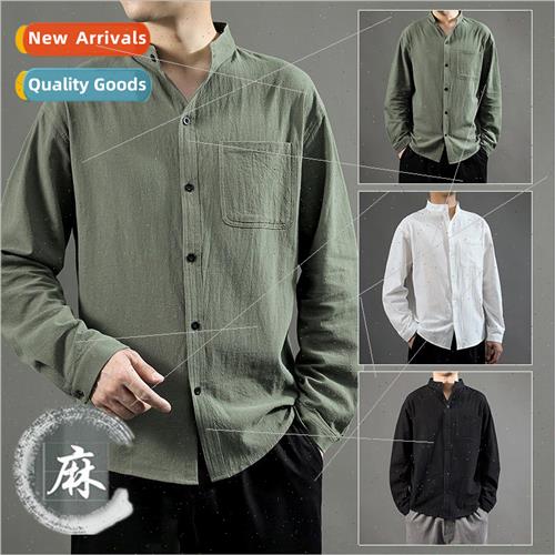 nen shirt Chinese Tang suit cotton mens long-sleeved shirt s