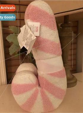 Pink Candy Cane Christmas Pillow Pink Cane Candy Plush Toy P