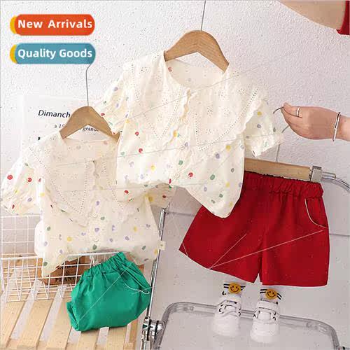 2023 summer new girls triangle lapel shirt short-sleeved sui