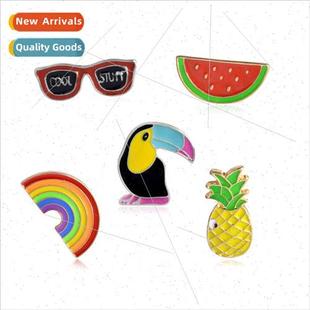 Rainbow Glasses Bird Cartoon Oil Personalized Fruit Brooch