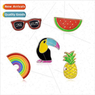 Cartoon Brooch Personalized Rainbow Glasses Bird Fruit Oil D