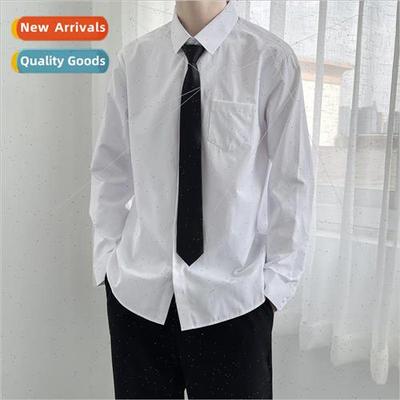 White long-sleeved shirt mens Japanese bomb street trend loo