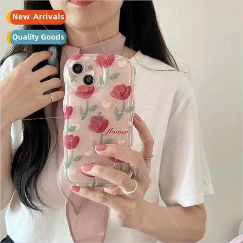Korean  ins wine red flowers iPhone12 air cushion 13ProMax