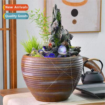 Rustic flowing fountain ornaments feng shui clay pots living