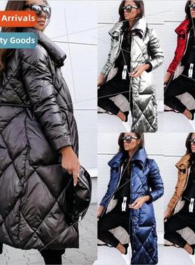 Temperament Commuter Womens Lapel Long Down Cotton Jacket Lo