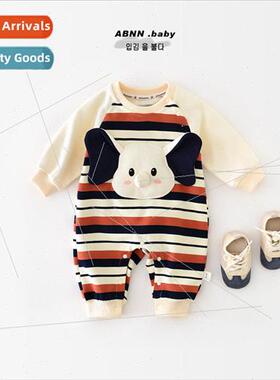 Newborn baby one-piece clothes spring colorful striped baby