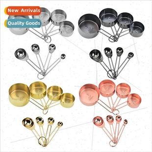 Steel Measuring Set Gold Bak Piece Stainless Eight Rose Cups