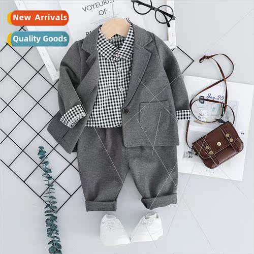 Childrens Autumn Suit Autumn New Boys Plaid Shirt ttle Boys