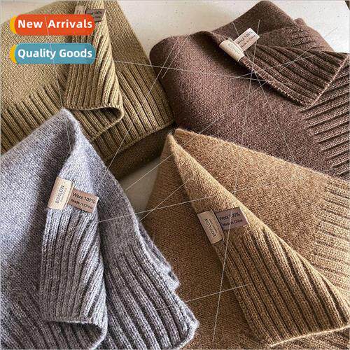 High-grade 100% wool scarf women winter thickened warm premi