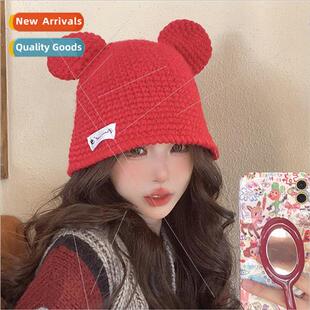Autumn and winter new Mickey ears knitted cap Korean cute wo