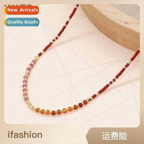 ins  collarbone chain jewelry simple bohemian  colorful rice