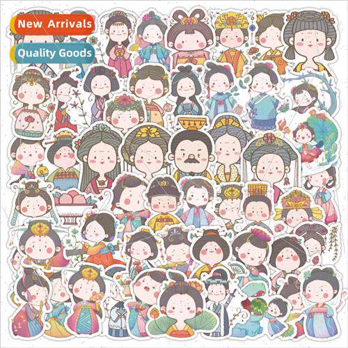 100 cartoon ancient  character stickers simple cute girl hea