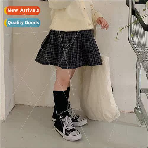 2023 fall new childrens half-body skirt pleated skirt Korean