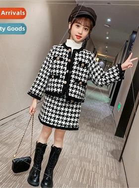 Childrens clothing girls suit Chaofan Chidori check fall col