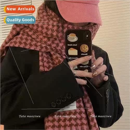 Japanese retro plaid color collision scarf female winter war