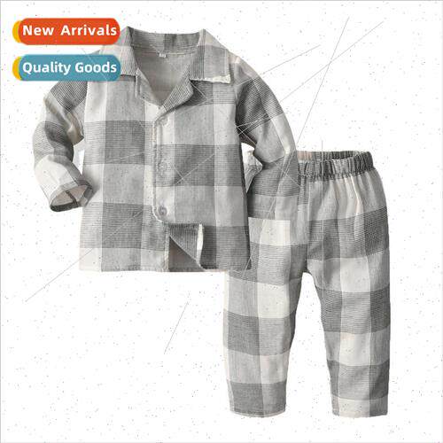 New home wear boys England plaid pajamas suit Korean  of the