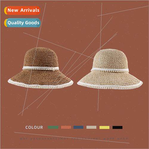 Summer straw hat womens outdoor outing pearl sun hat can be