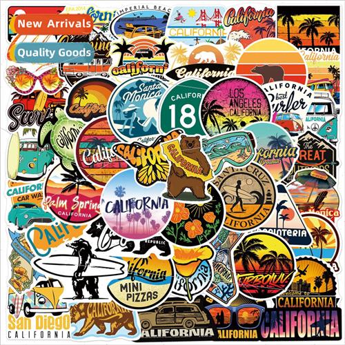 50 Cali适用nia Graffiti Stickers Travel Case Guitar Car Comp