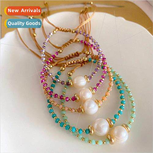 Large Pearls Gold Beads Beaded Bracelet Bohemian Beach Style