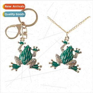 diamond frog keychain Korea cute green necklace car creative