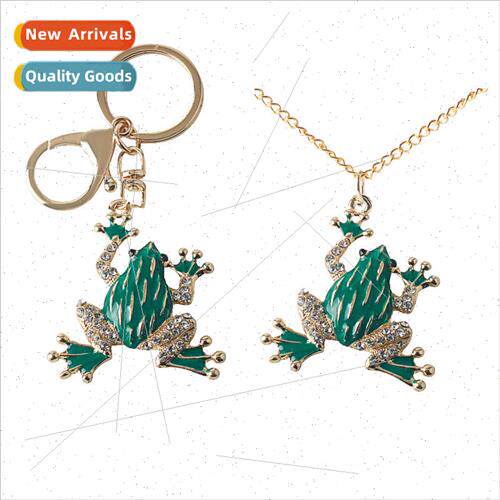 Korea creative green diamond frog keychain necklace cute car