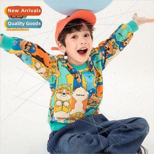 water childrens the print neck round sweater team Woof