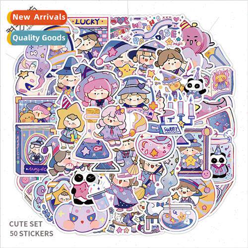 55 cartoon witch night handbook stickers ins  cute girl hear