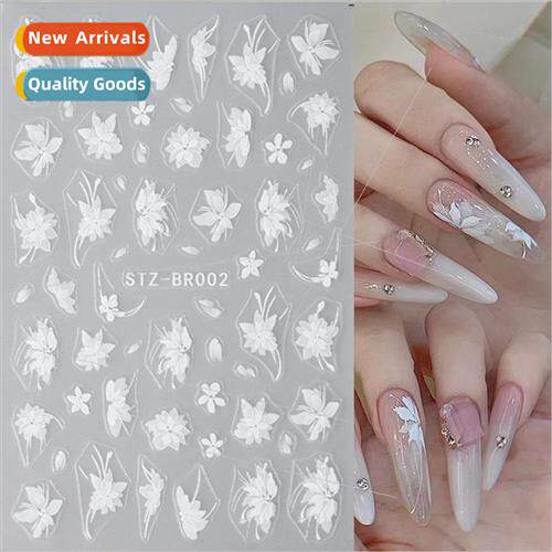 New nail stickers hand-painted  ins white magnolia elegant c