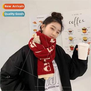 and winter wool retro sca sided fall double Japanese letters