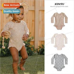 Summer girls swimsuit cute baby girl long sleeve sunscreen f