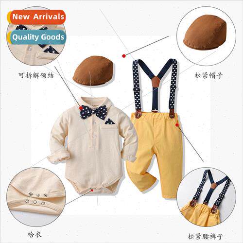 Autumn baby long-sleeved set of one-piece pajamas Korean  of