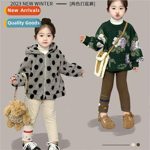 Childrens pants 2023 winter new girls padded cartoon bottomi