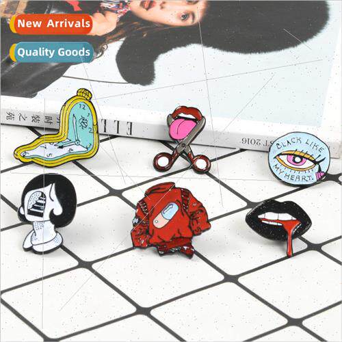 Creative Oil Drip Enamel Eyes Mouth Red Clothes Pills Clock