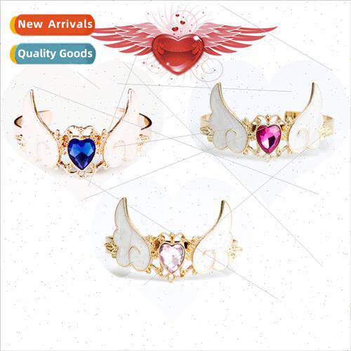 Japanese sweet and cute dripping oil angel wings open bracel