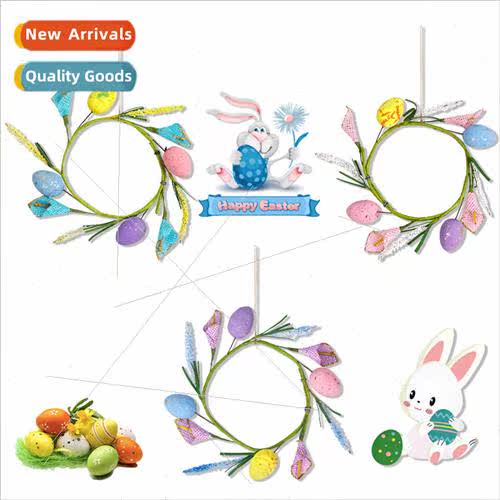 New Easter wreath colorful egg arrangement branch rattan rin