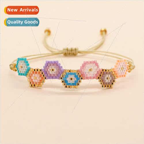 INS  latest fashion colorful rice beads hand-woven Turkish d