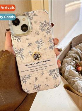 Korean  ins pink floral English iPhone 14 Camellia 15ProMax