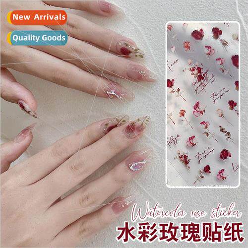 Vintage ultra-thin watercolor dried rose flower stickers ros