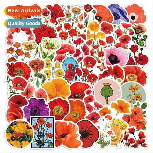 Ornamental plants poppies graffiti stickers luggage laptop m
