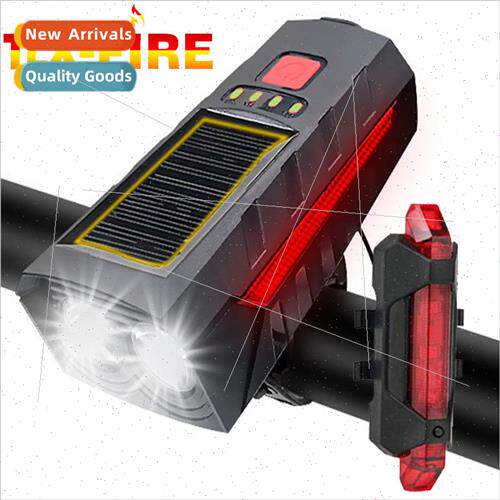 Bicycle light solar horn headlight cell phone charging flash